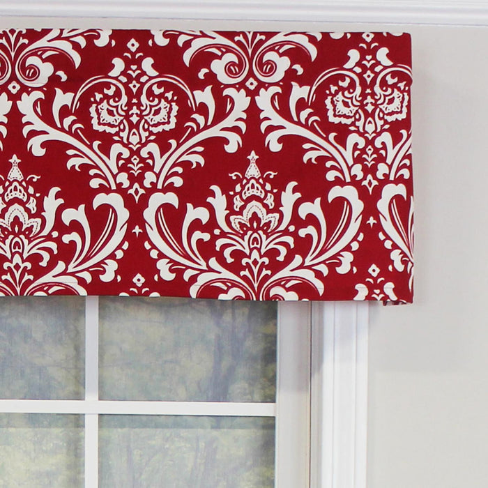 RLF Home Royal Damask Tailored 100% Cotton with Fully Lined 3" Rod Pocket Valnance for Windows 50" x 14" Red