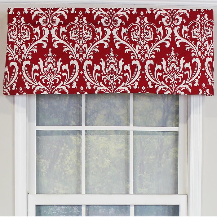 RLF Home Royal Damask Tailored 100% Cotton with Fully Lined 3" Rod Pocket Valnance for Windows 50" x 14" Red