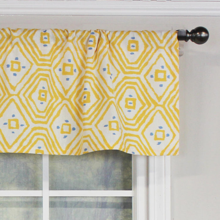 RLF Home Geo Tailored 100% Cotton with Fully Lined 3" Rod Pocket Valnance for Windows 50" x 14" Yellow