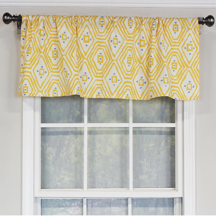 RLF Home Geo Tailored 100% Cotton with Fully Lined 3" Rod Pocket Valnance for Windows 50" x 14" Yellow