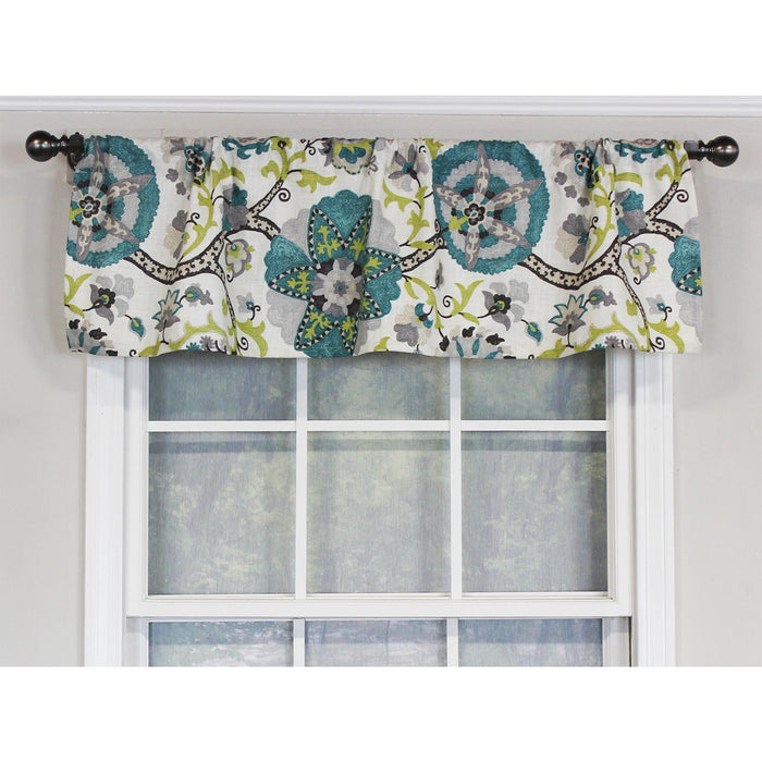 RLF Home Floribunda Tailored 100% Cotton with Fully Lined 3" Rod Pocket Valnance for Windows 50" x 14" Turquoise