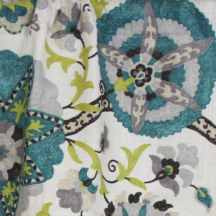 RLF Home Floribunda Tailored 100% Cotton with Fully Lined 3" Rod Pocket Valnance for Windows 50" x 14" Turquoise