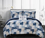 Chic Home Utopia 8 Piece Reversible Duvet Cover Set Patchwork Bohemian Paisley Print Design Bed in a Bag King Blue - King