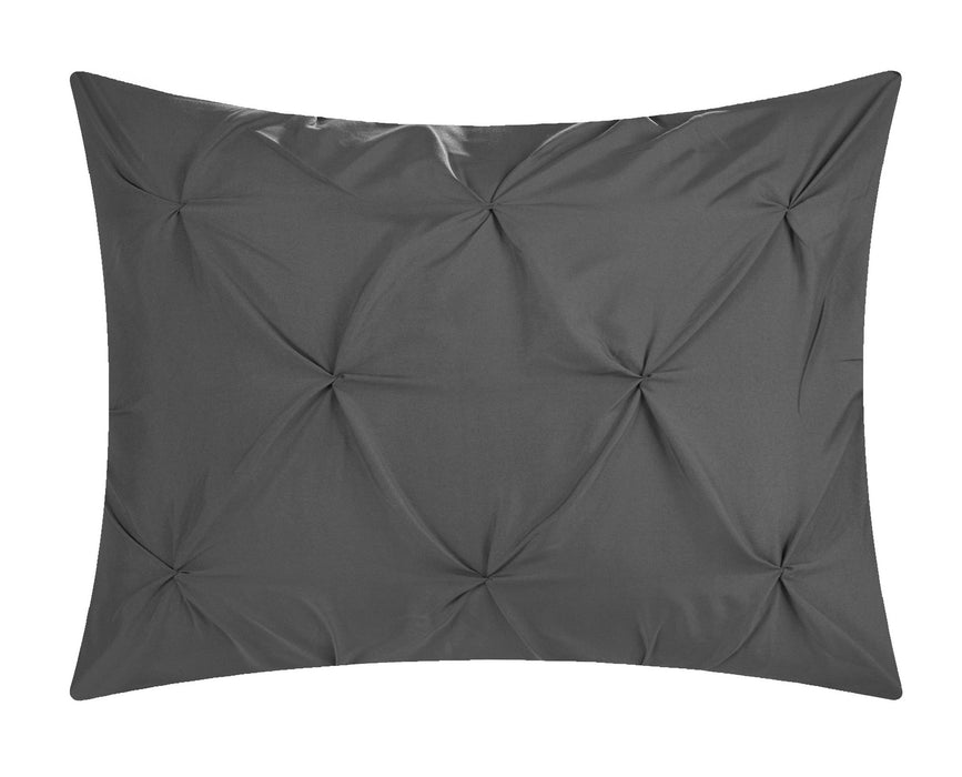 Chic Home Watson Chevron Ruffled Pinch Pleated Bedding Set 20 Pieces Comforter Sheets Window Treatments Pillows & Shams - Queen 90x92, Grey - Queen