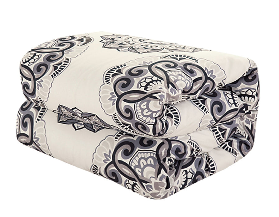 Chic Home Medallion Modern Pattern Microfiber 6/8 Pieces Comforter Bed In A Bag Sheet Set & Decorative Shams - Full/Queen 86x86, Black - Full/Queen