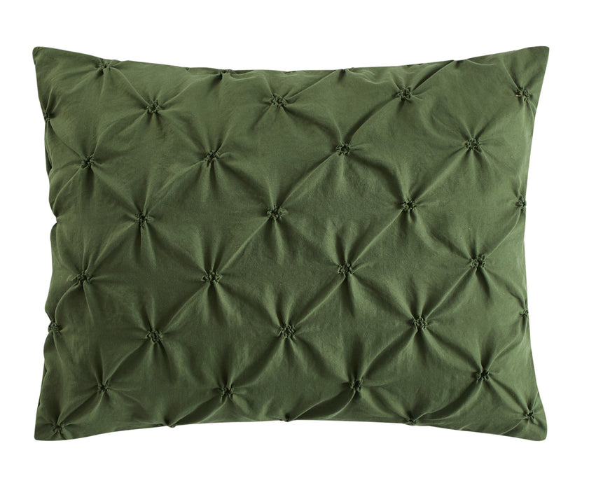 Chic Home Bradley Comforter Set Diamond Pinch Pleat Pattern Design Bedding - Decorative Pillow Shams Included - 4 Piece - Queen 90x92", Green - Queen