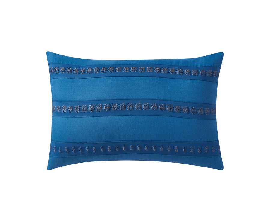 Chic Home Yvette Comforter Set Ruffled Pleated Flange Border Design Bed In A Bag Blue, King - King