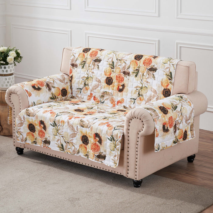 Greenland Home Somerset Quilted Reversible Furniture Cover, Loveseat, 103 W x76 L, Gold - Loveseat - 103" x 76"