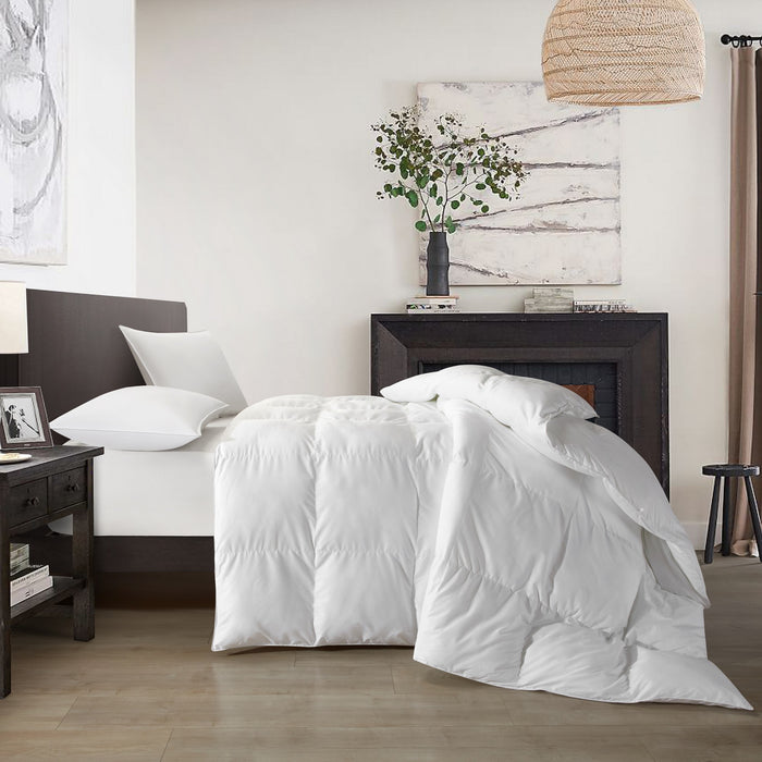NY&C Home Easeland Comforter Box Stitched Design Down Alternative Filling, Queen, White - Queen