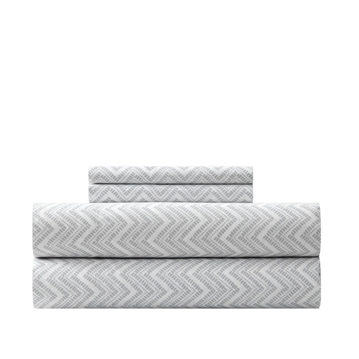 Chic Home Alaina Sheet Set Super Soft Contemporary Striped Chevron Pattern Design - Includes 1 Flat, 1 Fitted Sheet, and 1 Pillowcase - 3 Piece - Twin 66x102", Grey - Grey