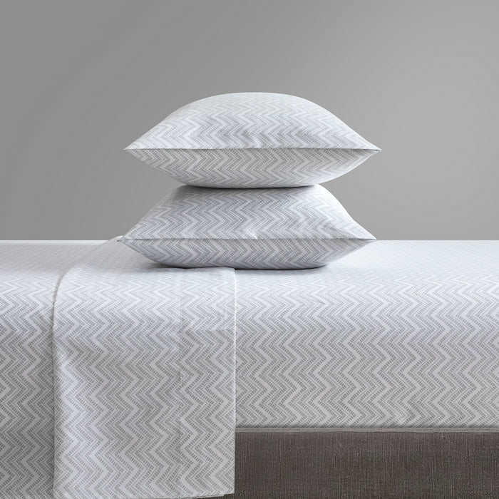 Chic Home Alaina Sheet Set Super Soft Contemporary Striped Chevron Pattern Design - Includes 1 Flat, 1 Fitted Sheet, and 2 Pillowcases - 4 Piece - Queen 90x102", Grey - Grey