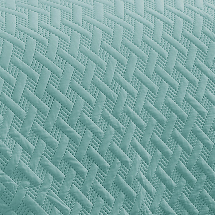 RT Designers Collection Bella 3pc Pinsonic Premium Quality All Year Round Quilt Set for Revitalize Bedroom with Aqua
