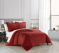 NY&C Home Wafa 7 Piece Velvet Quilt Set Diamond Stitched Pattern Bed In A Bag Bedding - Sheets Pillowcases Pillow Shams Included, Queen, Brick Red - Queen