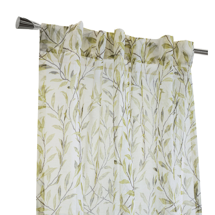 Habitat Verdure Light Filtering Rich Woven Branch Leaf Design Dual Header Curtain Panel 52" x 84" Green - 52X84