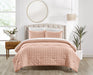 Chic Home Jessa Comforter Set Washed Garment Technique Geometric Square Tile Pattern Bedding - Pillow Shams Included - 3 Piece - King 104x92", Blush - King