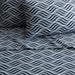 NY&C Home Kate 4 Piece Sheet Set Super Soft Two-Tone Geometric Leaf Pattern Print Design – Includes 1 Flat, 1 Fitted Sheet, and 2 Pillowcases, Queen, Navy - Queen