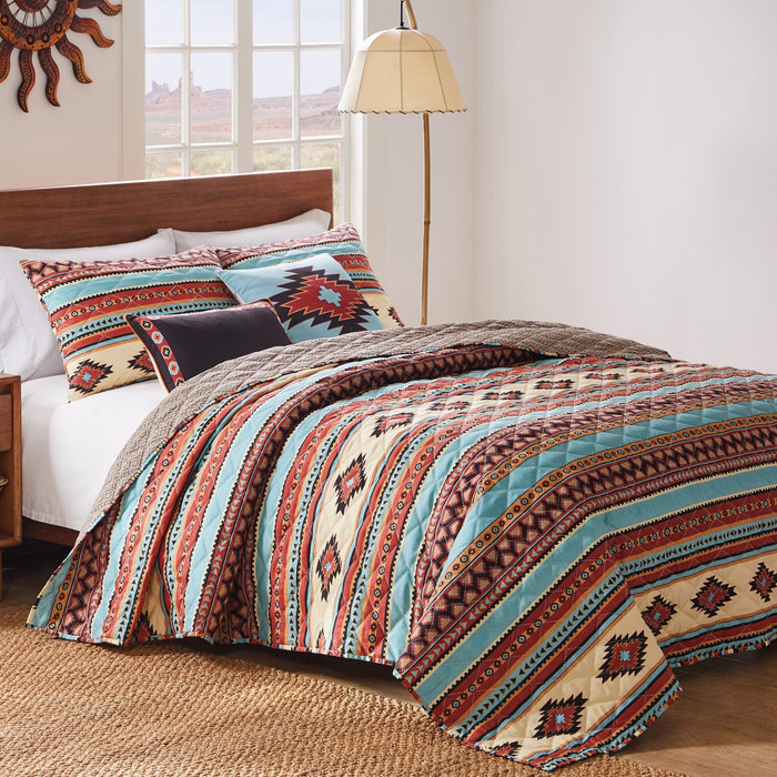 Greenland Home Fashions Red Rock Quilt and Pillow Sham Set - Clay