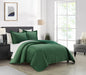NY&C Home Wafa 3 Piece Velvet Quilt Set Diamond Stitched Pattern Bedding - Pillow Shams Included, King, Green - King