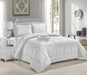 Embossed 8-Pieces Stripe All Season Ultra Soft High Quality Microplush Comforter Set White