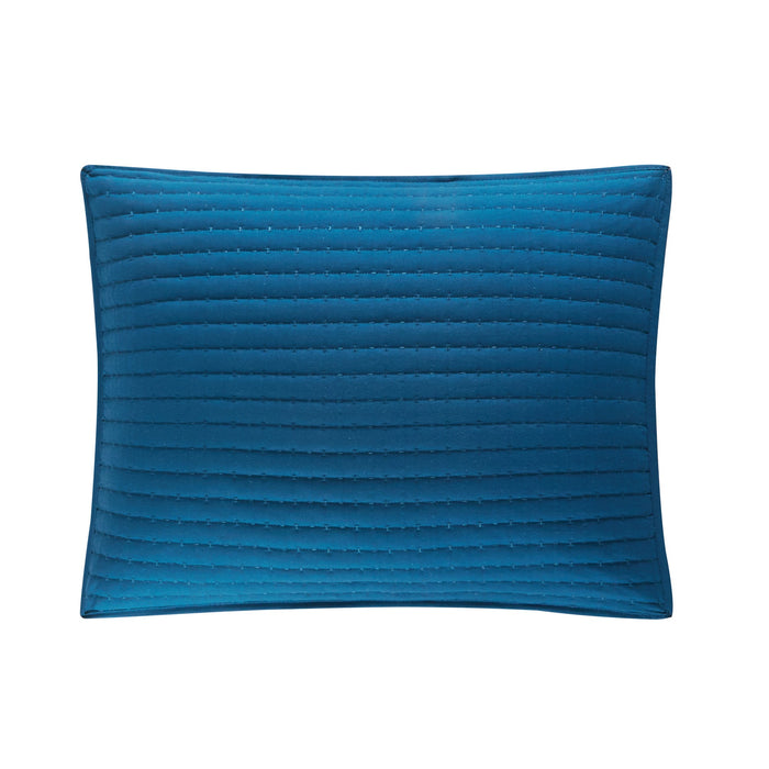 Chic Home Xavier Quilt Set Geometric Square Tile Pattern Bedding - Pillow Shams Included - 3 Piece - Queen 90x92", Blue - Queen