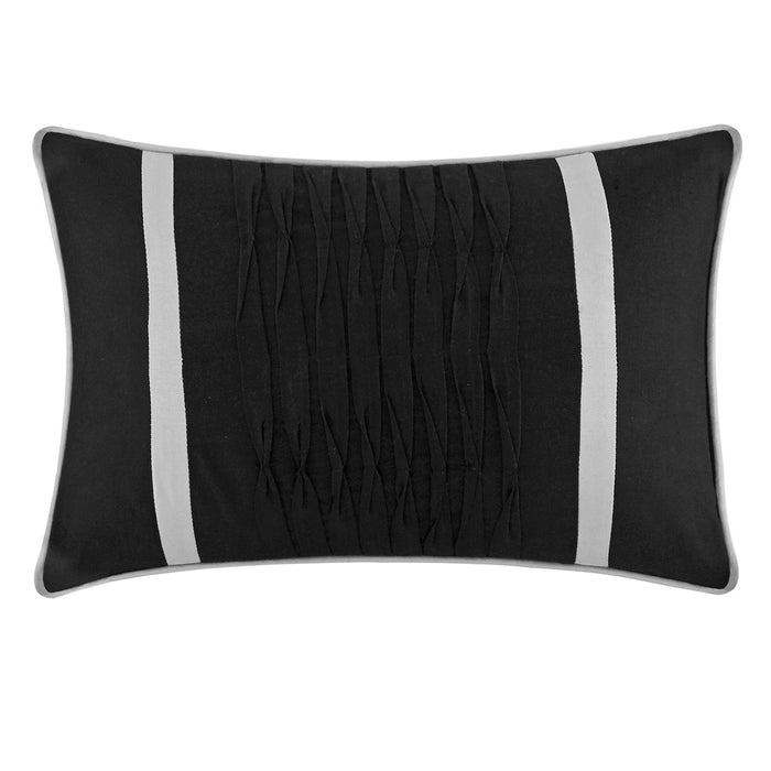 Chic Home Moriarty Elegant Color Block Ruffled BIB Soft Microfiber Sheets 10 Pieces Comforter Decorative Pillows & Shams - King 104x90, Black - King