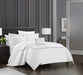 Chic Home Santorini Cotton Comforter Set Solid White With Dual Stripe Embroidered Border Hotel Collection Bedding - Includes Decorative Pillow Shams - 4 Piece - King 106x96, Navy - King