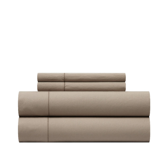 Chic Home Casey Sheet Set Solid Color Washed Garment Technique - Includes 1 Flat, 1 Fitted Sheet, and 1 Pillowcase - 3 Piece - Twin 66x102", Taupe - Taupe