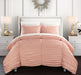 Chic Home Kaiah 7 Piece Comforter Set Contemporary Striped Ruched Ruffled Design Sheet Set Pillowcases Pillow Shams Included King Coral - King
