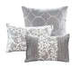 Chic Home Elegant Reversible Adler Motif 10 Pieces Comforter Bed In A Bag Sheets Decorative Pillows & Shams - Queen 90x90, Grey - Queen