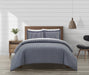 Chic Home Morgan Duvet Cover Set Contemporary Two Tone Striped Pattern Bed In A Bag Bedding - Sheets Pillowcases Pillow Shams Included - 7 Piece - King 104x90", Navy - King