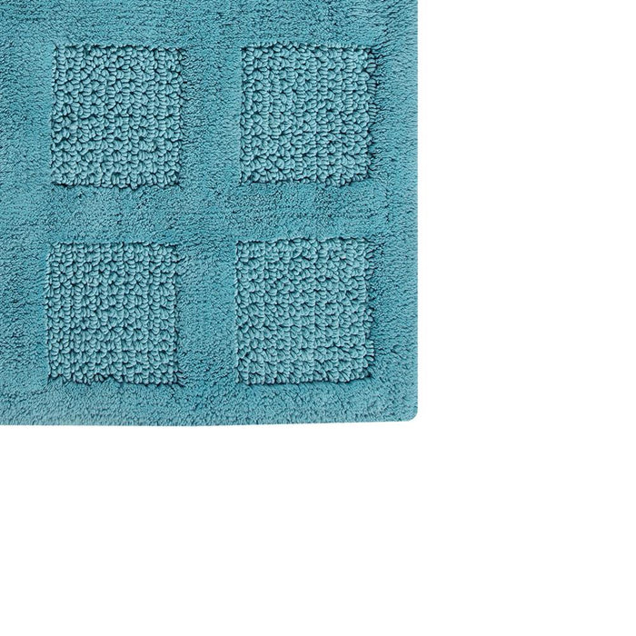 Knightsbridge Square Honeycomb 100% Cotton Reversible Bath Rug 20 X 30 Aqua - 20" x 30"