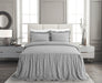 Chic Home Ashford Quilt Set Crinkle Crush Ruffled Drop Design Bed In A Bag Bedding - Sheets Pillowcases Pillow Shams Included - 7 Piece - King 80x76", Grey - King