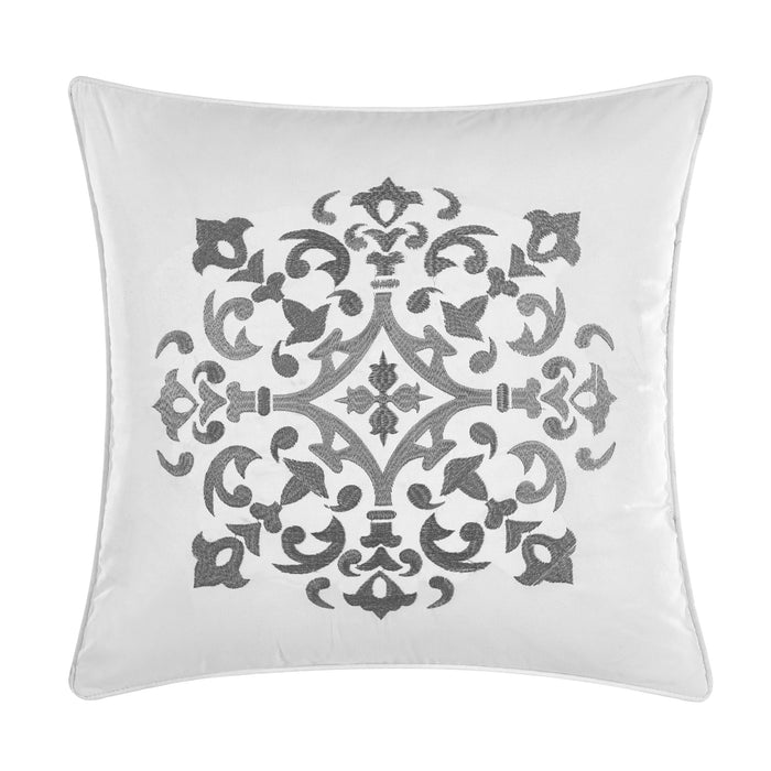 Chic Home Ahtisa Comforter Set Jacquard Floral Applique Design Bed in a Bag White, Queen - Queen