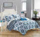 Chic Home Cedar 4 Pieces Duvet Cover Set Cotton Zipper Closure Pillow Shams - King 106x92, Blue - King