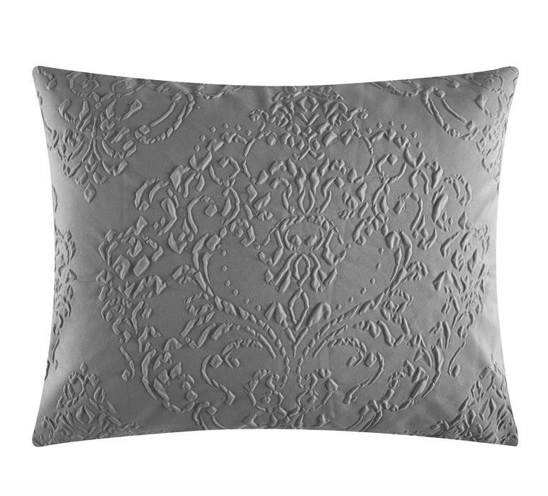 Chic Home Mayflower Comforter Set Embossed Medallion Scroll Pattern Design Bedding Grey, King - King