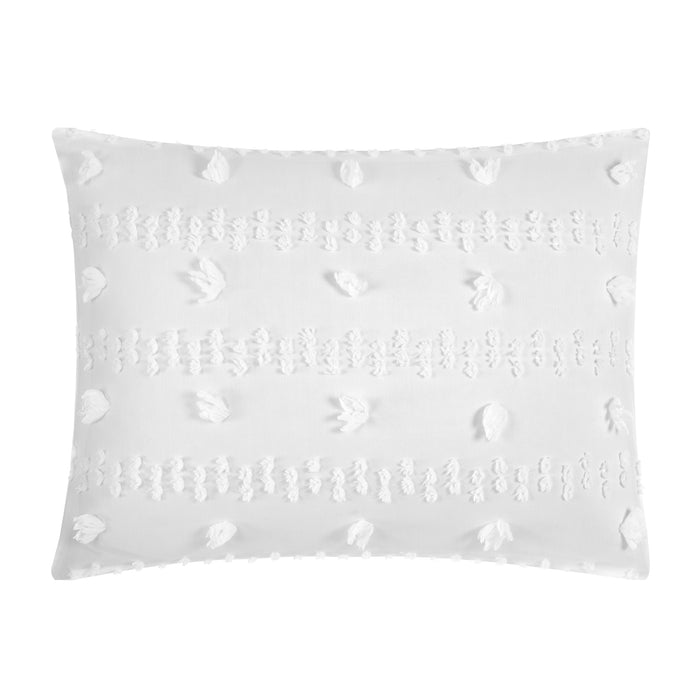 Chic Home Ahtisa Comforter Set Jacquard Floral Applique Design Bed in a Bag White, King - King
