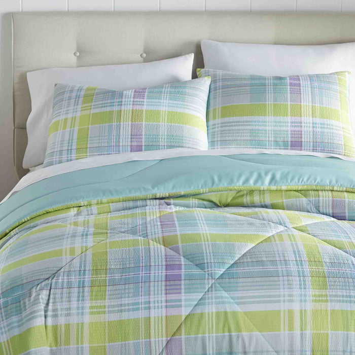 Seersucker Comforter Set, Twin, Summer Plaid - Twin,Summer Plaid