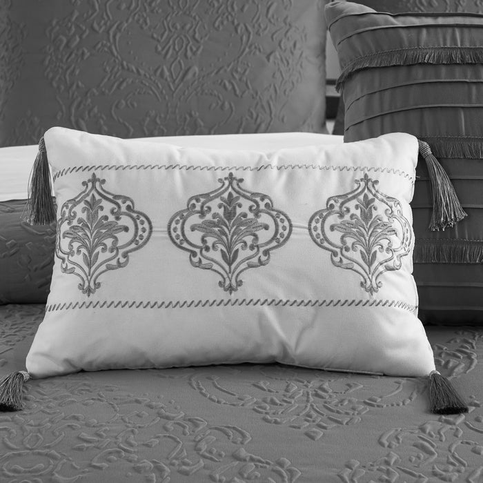 Chic Home Mayflower Comforter Set Embossed Medallion Scroll Pattern Design Bedding Grey, King - King