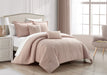 NY&C Home Trinity 5 Piece Cotton Blend Comforter Set Jacquard Interlaced Geometric Pattern Design Bedding - Decorative Pillows Shams Included, King, Blush - King