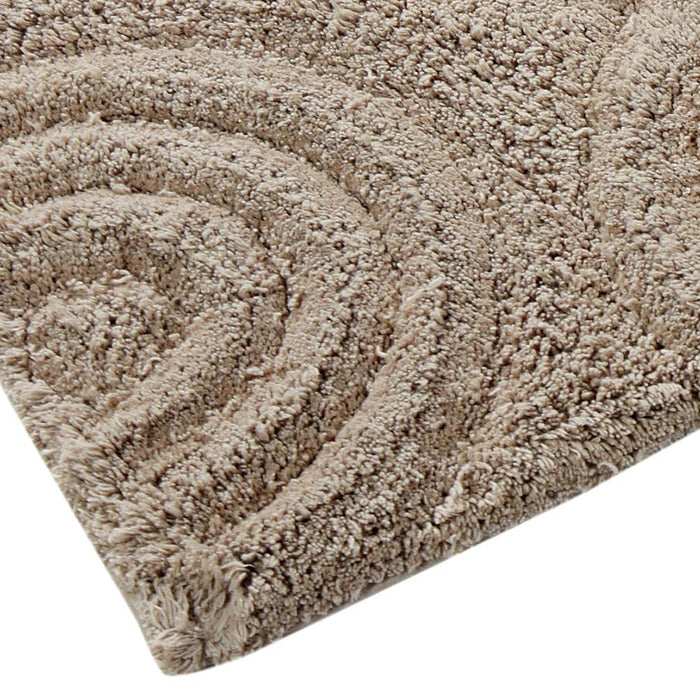 Knightsbridge Beautiful Circle Design Premium Quality Year Round Cotton With Non-Skid Back Bath Rug 24" X 40" Stone - 24" X 40"
