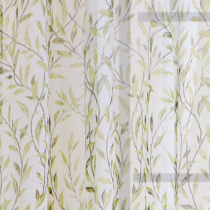 Habitat Verdure Light Filtering Rich Woven Branch Leaf Design Dual Header Curtain Panel 52" x 84" Green - 52X84