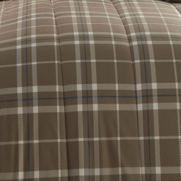 Micro Flannel Reverse to Sherpa Comforter Set, King, Carlton Plaid Bark - King,Carlton Plaid Bark