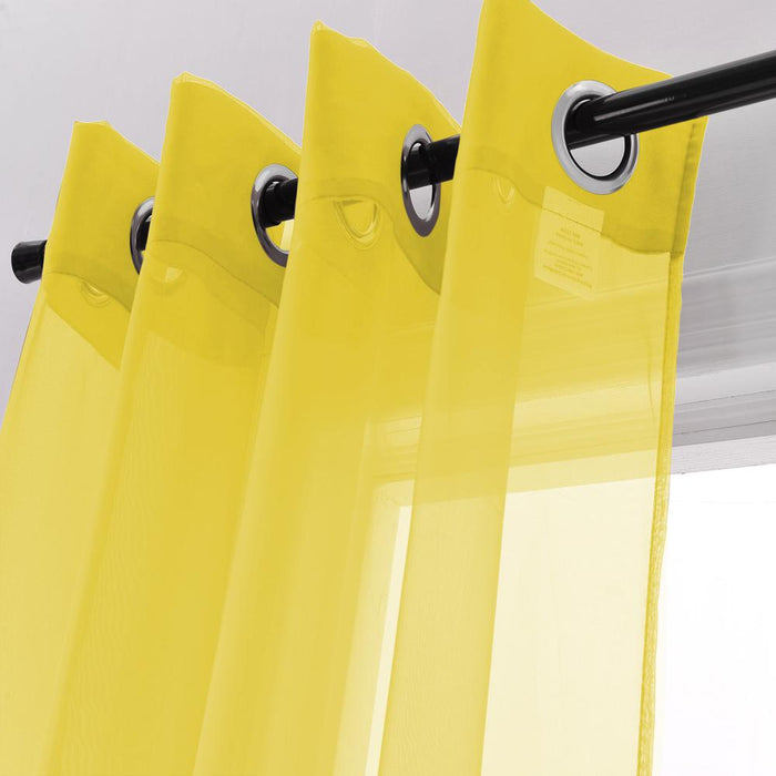 RT Designers Collection Cara One Sheer Grommet Light Filtering Curtain Panel 54" x 90" Neon Yellow