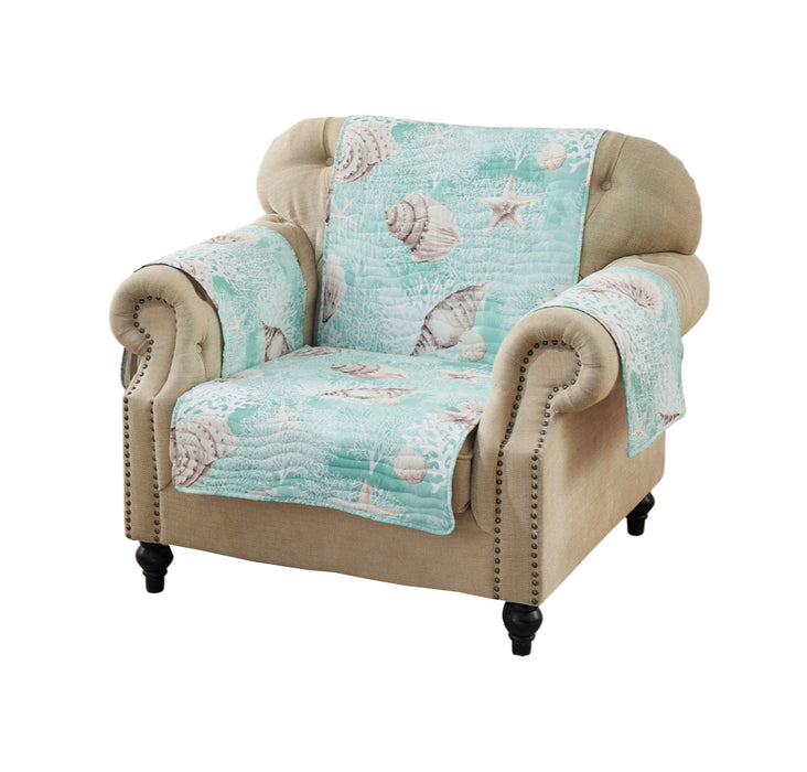 Greenland Home Fashions Barefoot Bungalow Ocean Furniture Protector - Arm Chair 81x81", Turquoise - 81x81,Ocean Turquoise