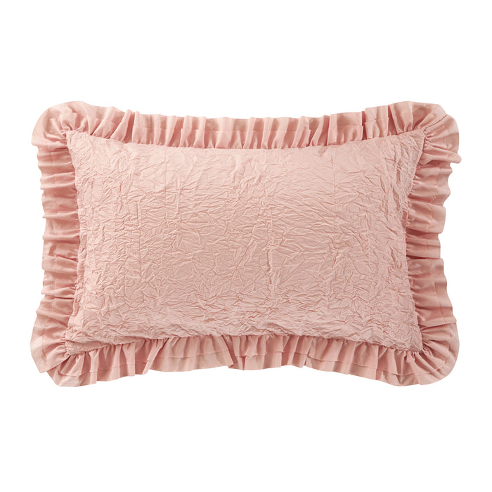 Chic Home Kensley Comforter Set Washed Crinkle Ruffled Flange Border Design Bedding Blush, King - King