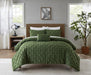 Chic Home Bradley Comforter Set Diamond Pinch Pleat Pattern Design Bedding - Decorative Pillow Shams Included - 4 Piece - King 104x92", Green - King