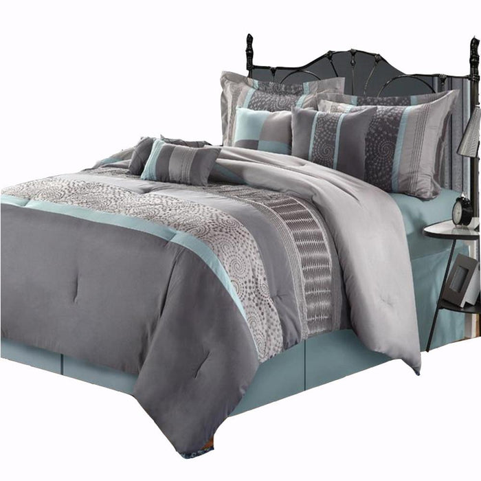 Chic Home Euphoria Grey Comforter Bed In A Bag Set 12 piece - King