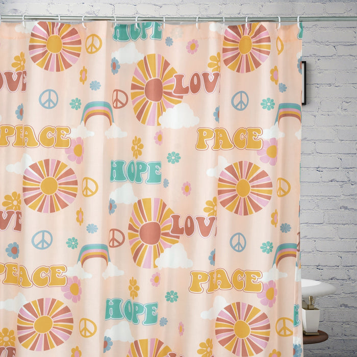 Greenland Home Fashion Cassidy Shower Curtain - Farmhouse Cloth Bathroom - Peach 72x72"