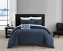 NY&C Home Davina 5 Piece Comforter Set Geometric Hexagonal Pattern Design Bedding - Decorative Pillows Shams Included, King, Navy - King