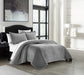 NY&C Home Wafa 7 Piece Velvet Quilt Set Diamond Stitched Pattern Bed In A Bag Bedding - Sheets Pillowcases Pillow Shams Included, Queen, Grey - Queen